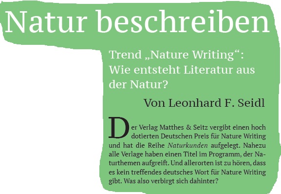 Natur beschreiben – Artikel zu Nature Writing von Leonhard F. Seidl
